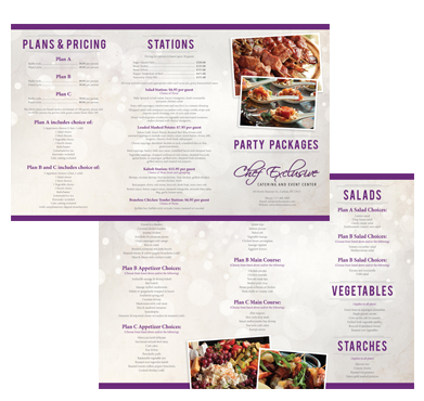 Chef Exclusive Wedding Catering Printable Online Menu